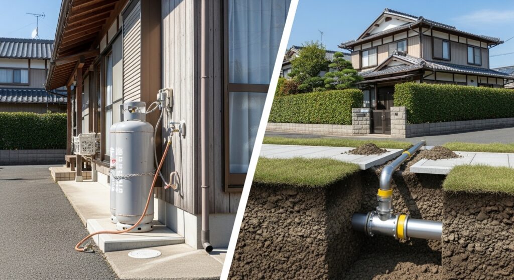 プロパンガスと都市ガス比較イメージ