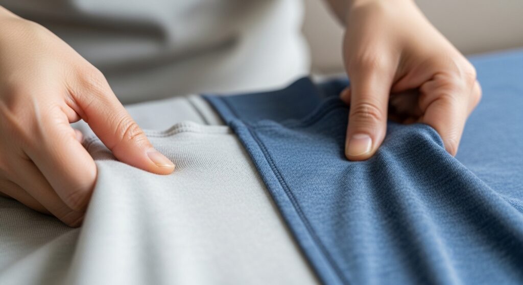 リカバリーウェアの生地や着心地を比較しているイメージ