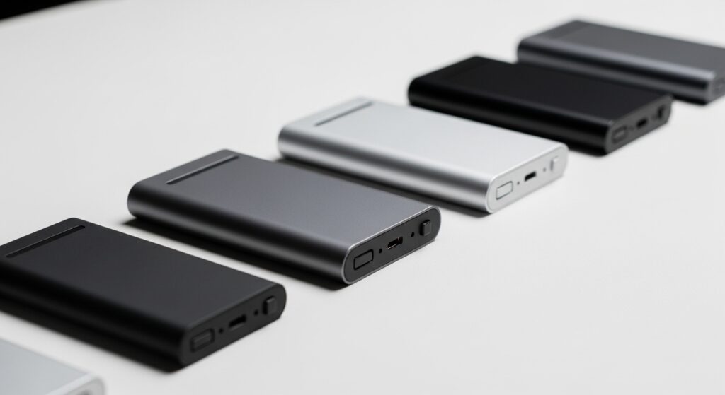 複数のモバイルバッテリーを比較している製品ラインナップのイメージ