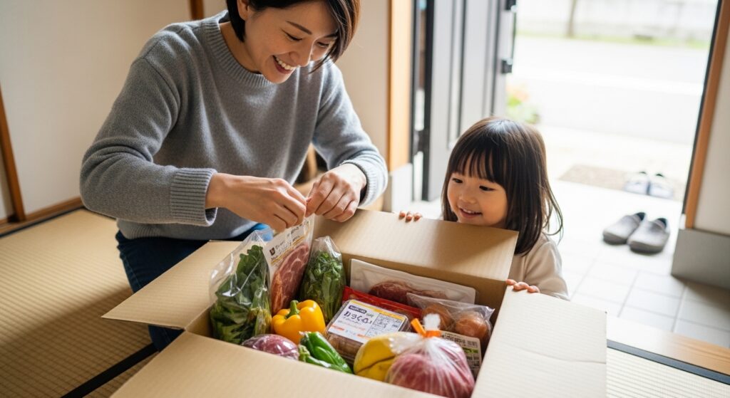 ふるさと納税で食品を受け取り家計の節約につながるイメージ
