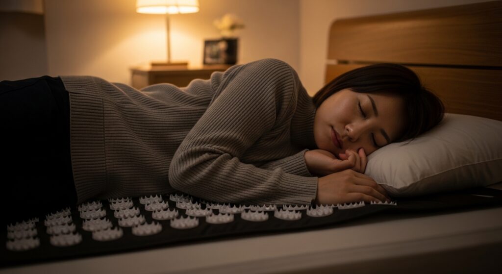 就寝前にシャクティマットでリラックスする夜の習慣