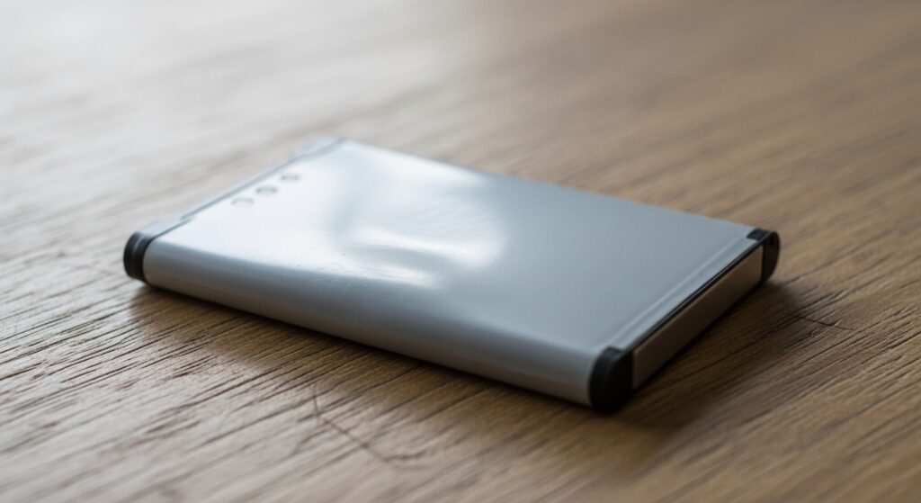 膨張して変形したモバイルバッテリーの危険な状態のイメージ