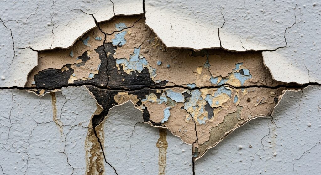 防水層にひび割れが発生している劣化サインのイメージ