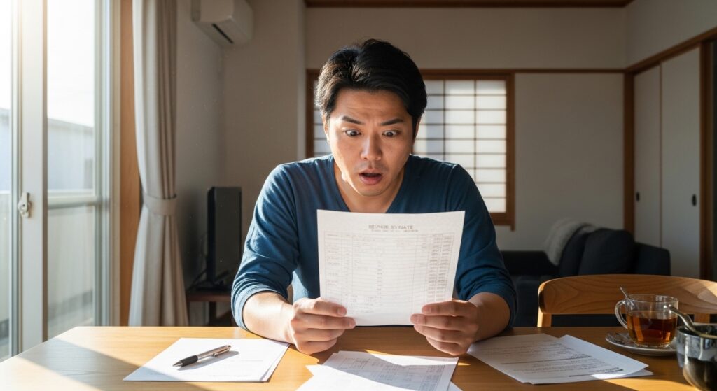 防水工事の見積もり金額を見て驚くイメージ