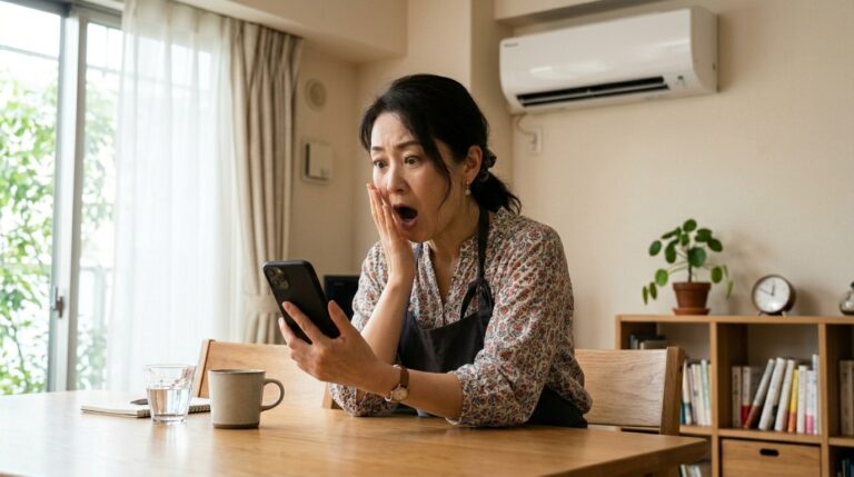 エアコン2027年問題に驚く日本人主婦のイメージ