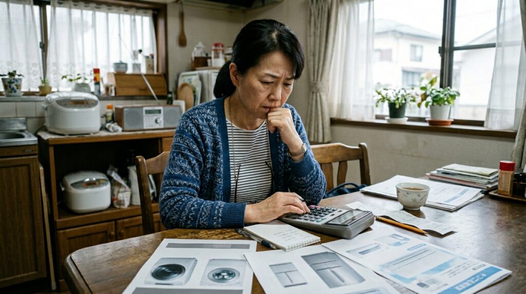 値上がりして家計圧迫に悩む主婦