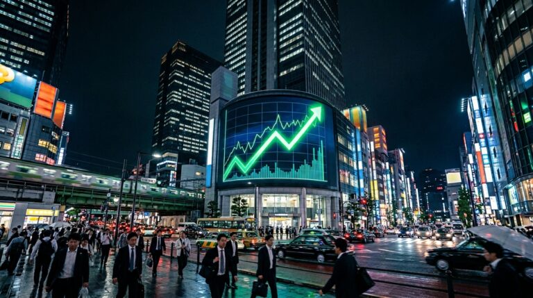 日経平均株価が上昇しているイメージ