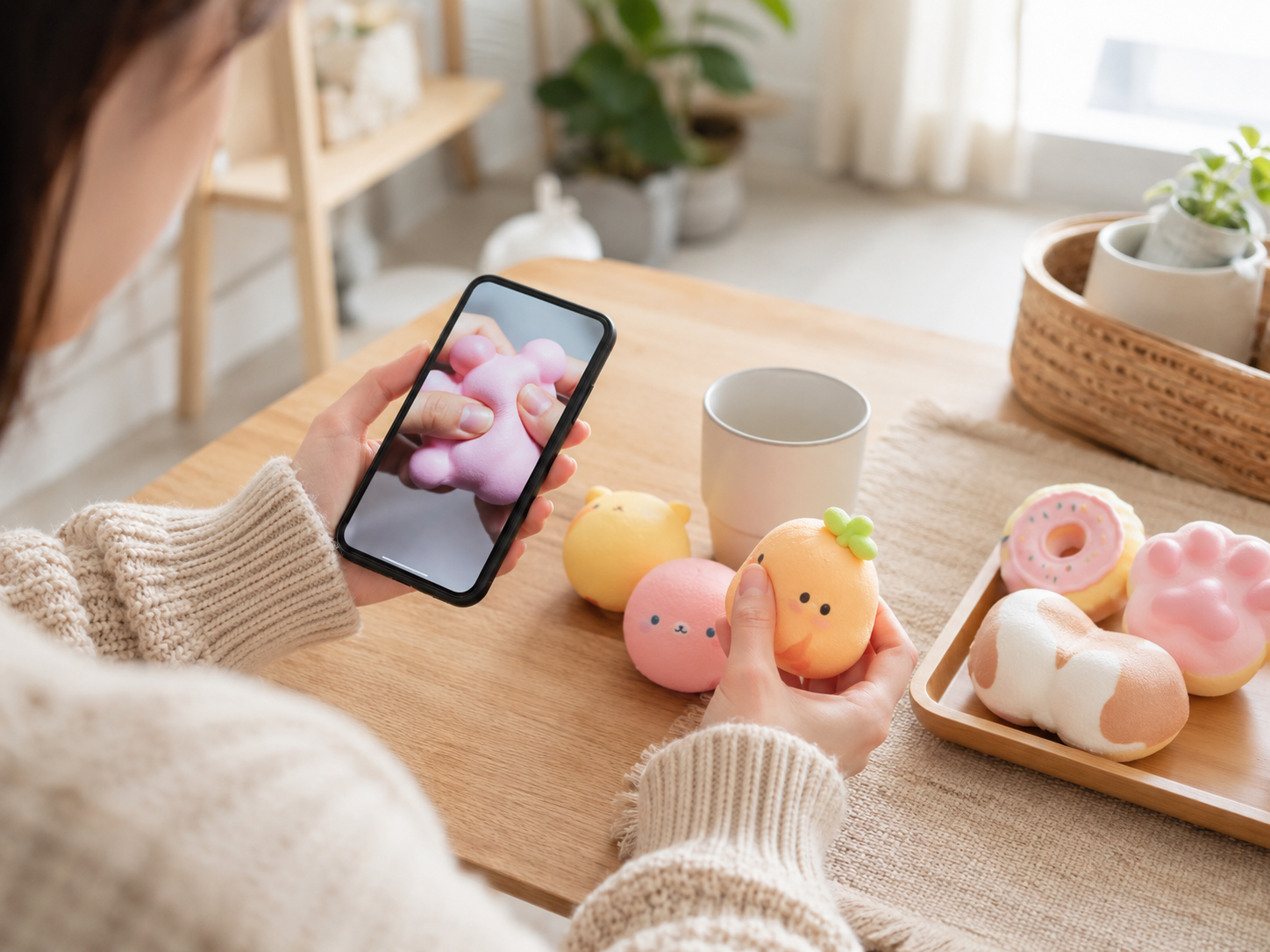 SNSでスクイーズASMRを見ながら選ぶイメージ