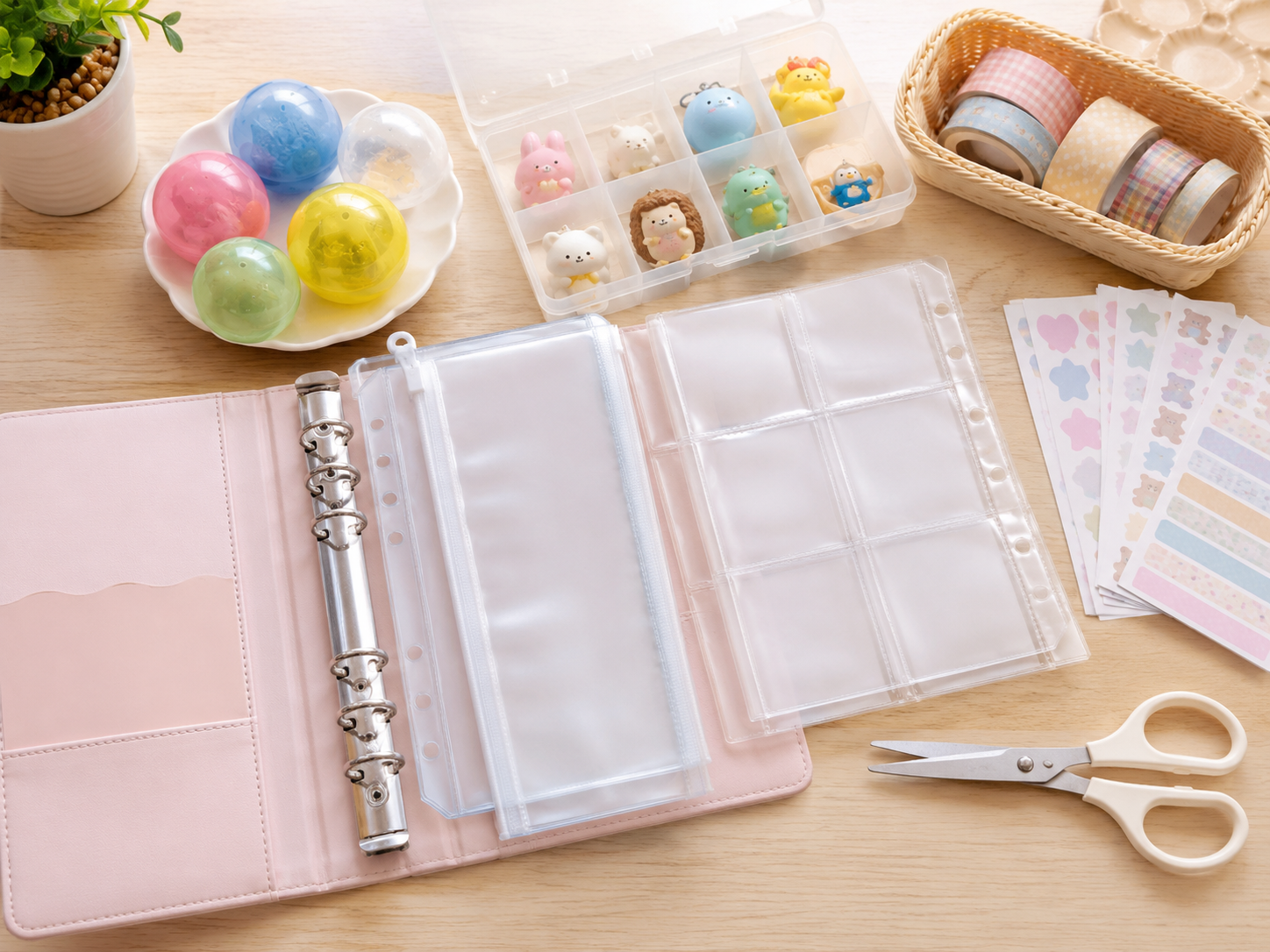 100均材料でガチャ帳を作る準備のイメージ