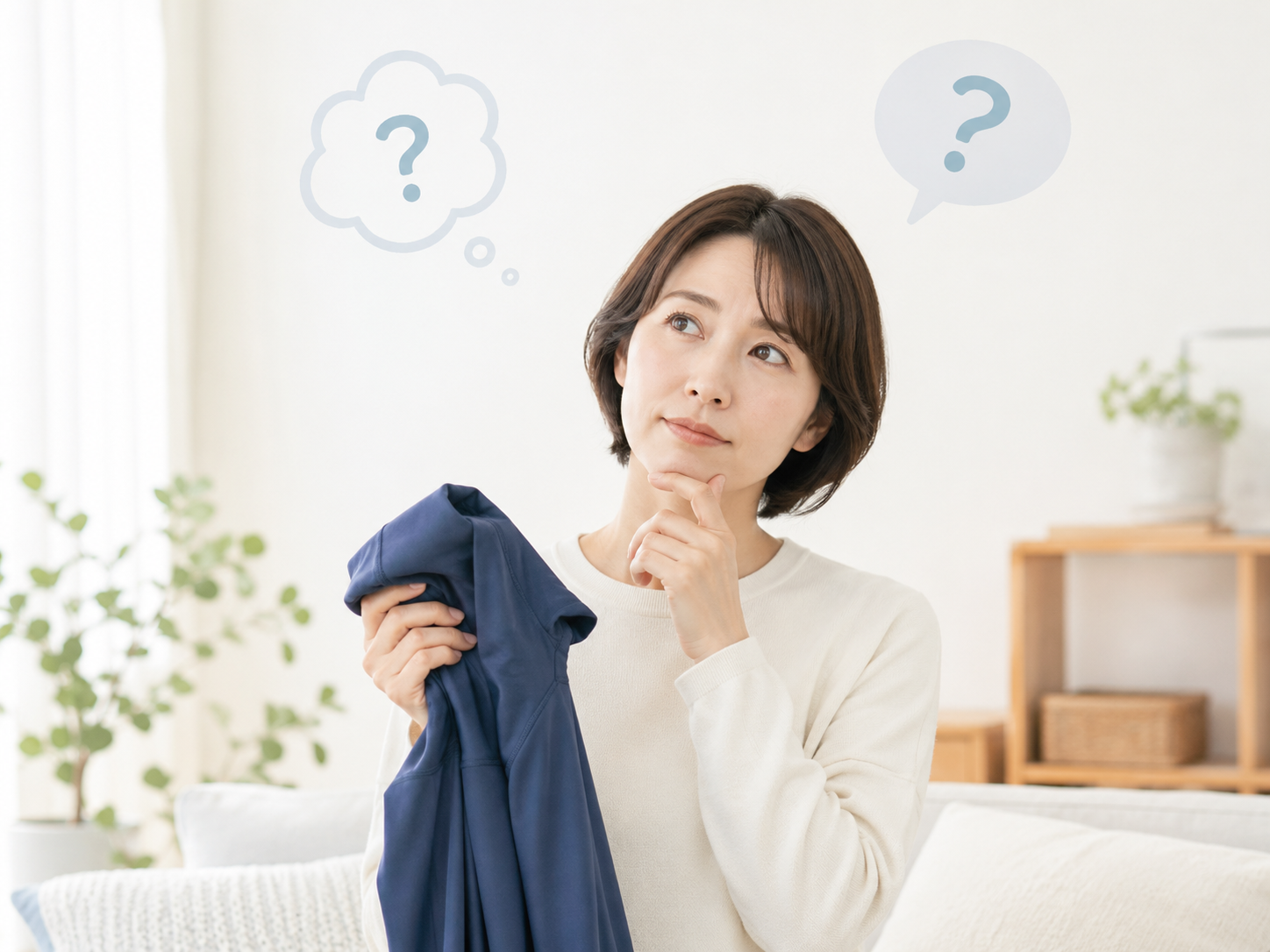 リカバリーウェアについて疑問を持つ女性