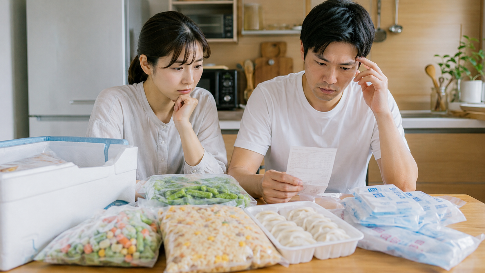 冷凍食品の値上げと家計への影響を確認するイメージ