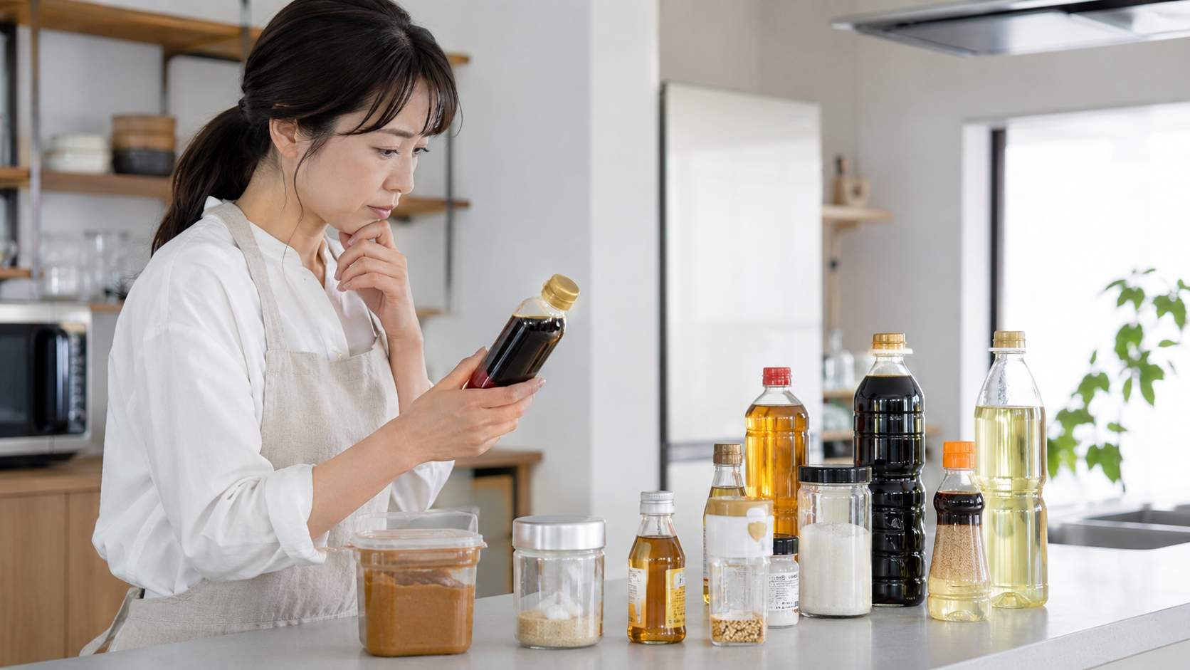 しょうゆや調味料の値上げを確認するイメージ