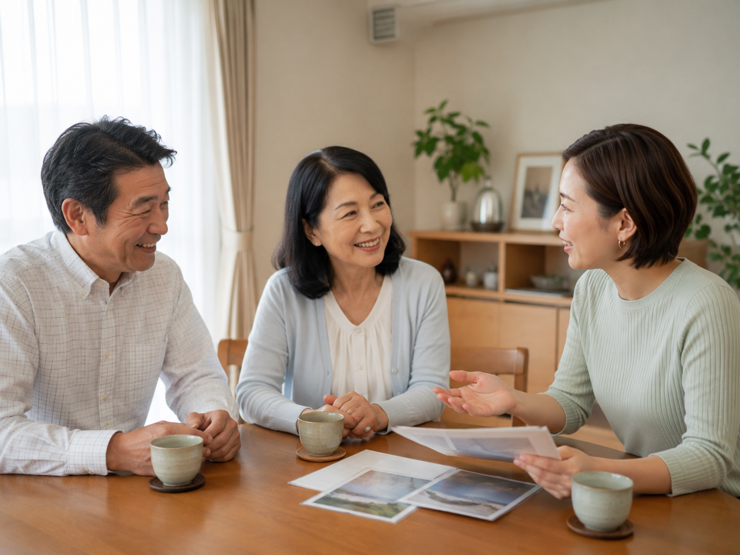 家族で供養の形を見直して前向きに話し合うイメージ