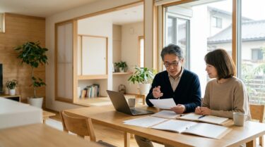 iDeCoの改正内容を自宅のダイニングで確認する50代の夫婦