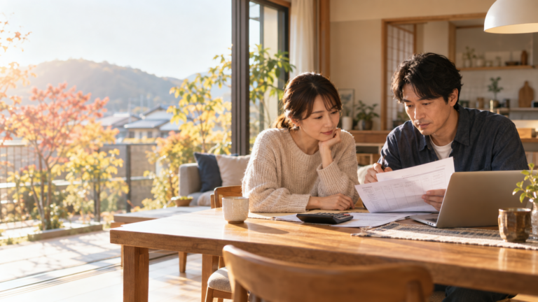 住宅ローンの金利上昇を前に家計を見直す日本人の夫婦